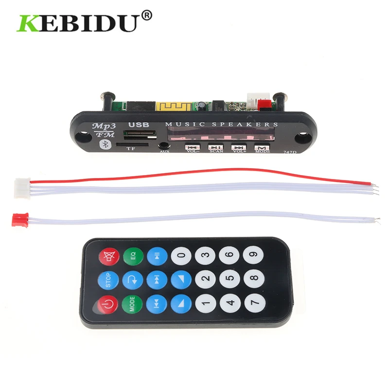 Kebidu USB AUX беспроводной Bluetooth TF Радио FM MP3 плеер декодер плата модуль 5 в 12 В 24 WMA аудио