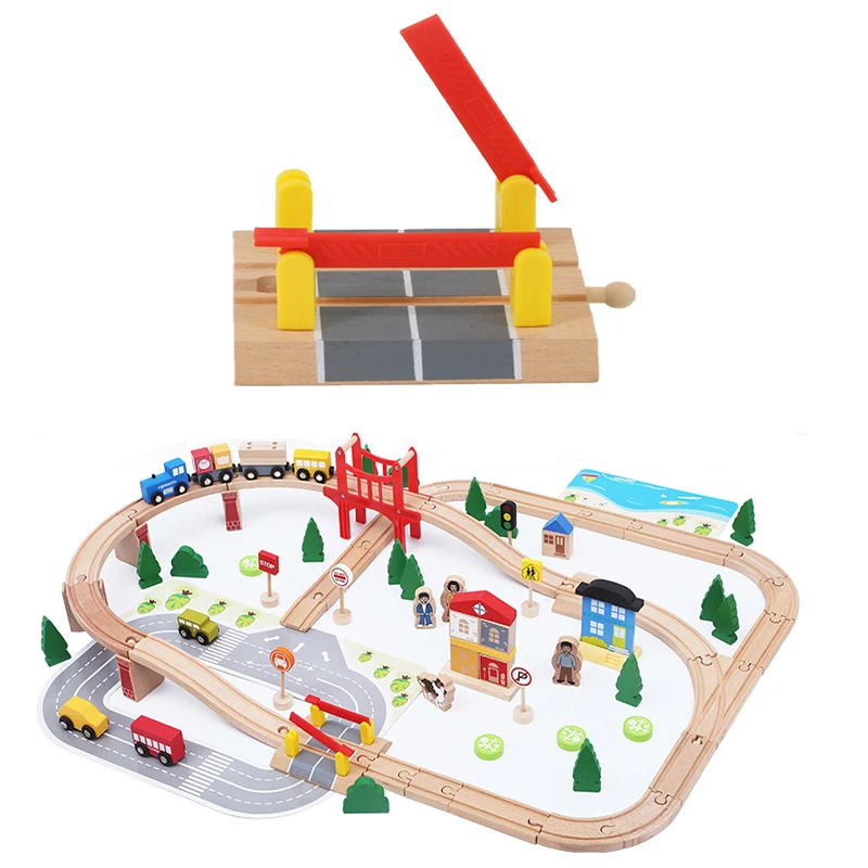 

Parallel Bar Track Intersection Wooden Train Track Accessories Universal Wooden Track Barrier Educational DIY Toys For Children