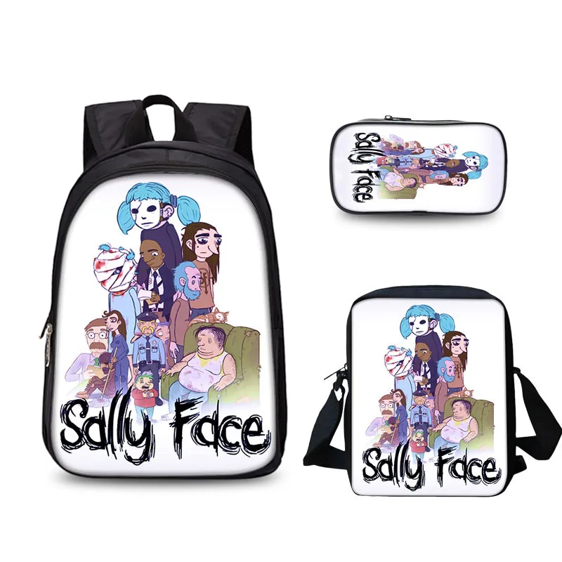 Модный школьный рюкзак Sally face для девочек и мальчиков 3 шт./компл. ортопедический