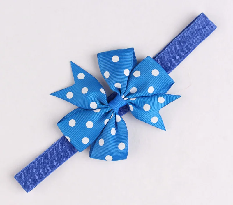 1pcs Lovely Girl Headbands With Ribbon Bows Handmade Elastic White Spot Hair Hairbands Tiara Baptism Accessories | Детская одежда и