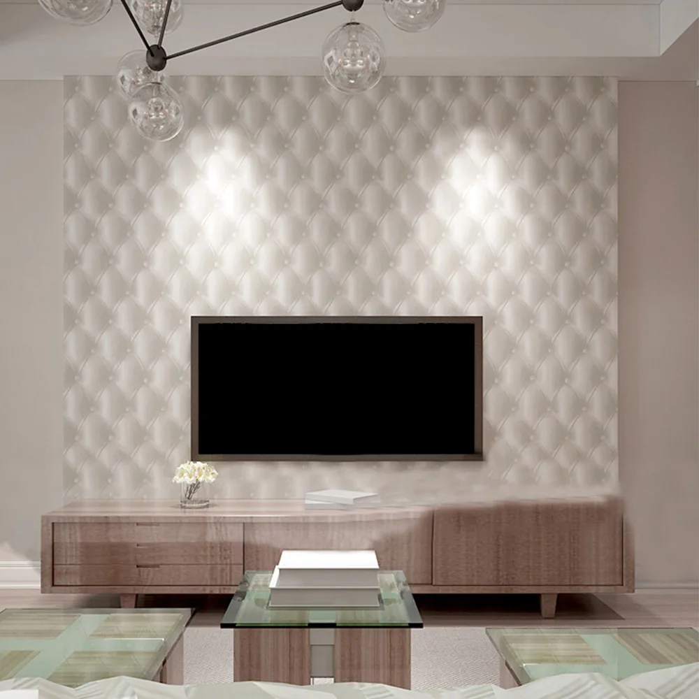 

European Style 3D Imitation Leather Soft Package Roll Waterproof Livingroom Wall Decoration Wallpaper