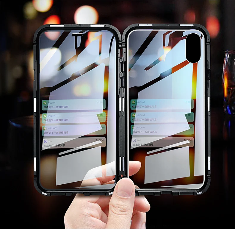 Передний Задний стеклянный чехол для iPhone11 Pro max чехол Магнитный 360 Полный корпус защитный Алюминиевый металлический каркас Забавный Чехол Для iPho