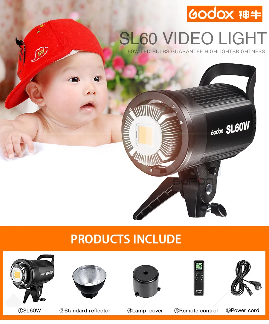 Godox светодиодный видео светильник SL 60W SL60W 5600K белая версия непрерывный Bowens