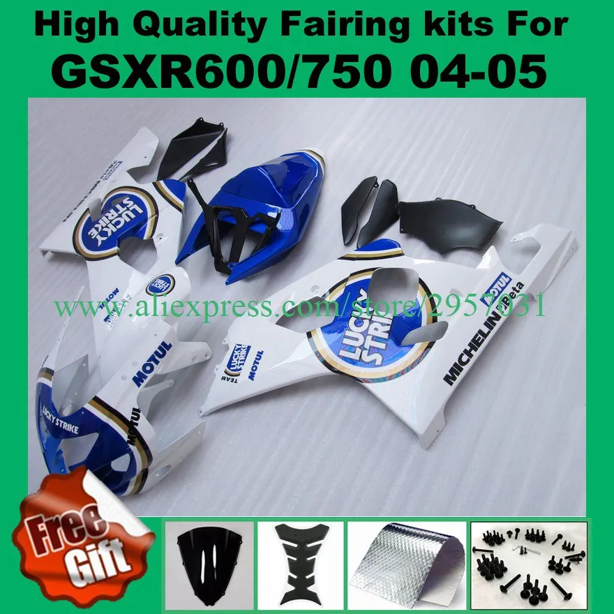 

Injection Fairings for SUZUKI GSXR600 GSXR750 GSXR 600 750 2004 2005 GSX-R600 GSX-R750 04 05 K4 K5 ABS fairing kits White blue