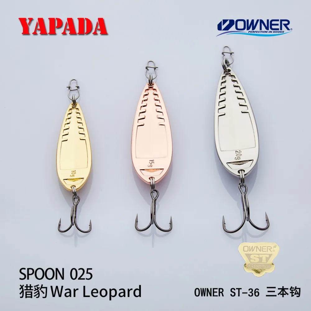 YAPADA ложка 025 War Leopard OWNER тройной крючок 10г-15г-20г 51-58-64мм перо металлическая ложка разноцветные рыболовные приманки