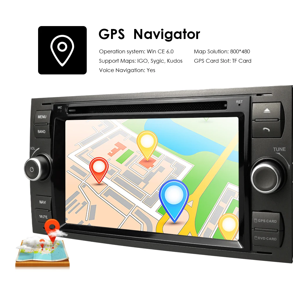 2 Din 7 дюймов Автомобильный dvd-плеер для Ford Focus/Mondeo/Transit/C-MAX/Fiest gps навигация радио 1080P FM AM DAB стальное управление колесами