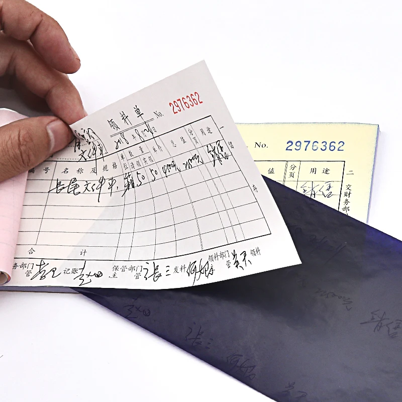 

100Sheets/lot Creative Simple Blue Color 48K Thin Carbon Paper Include 3 Red Sheets 85mmx185mm Accounting School Office Supplies