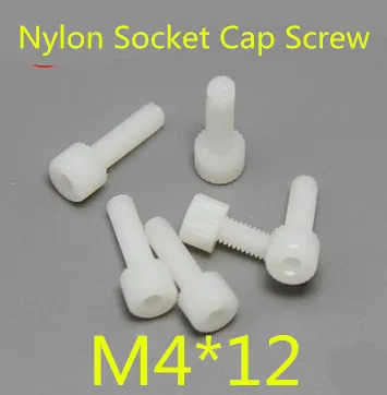 

100pcs/lot M4*12 Nylon Plastic Heagon Socket Head Cap Screw