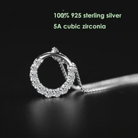 100 s925 sterling silver round cz pendant necklace korean simple crystal clavicle chain female cute sterling silver jewelry