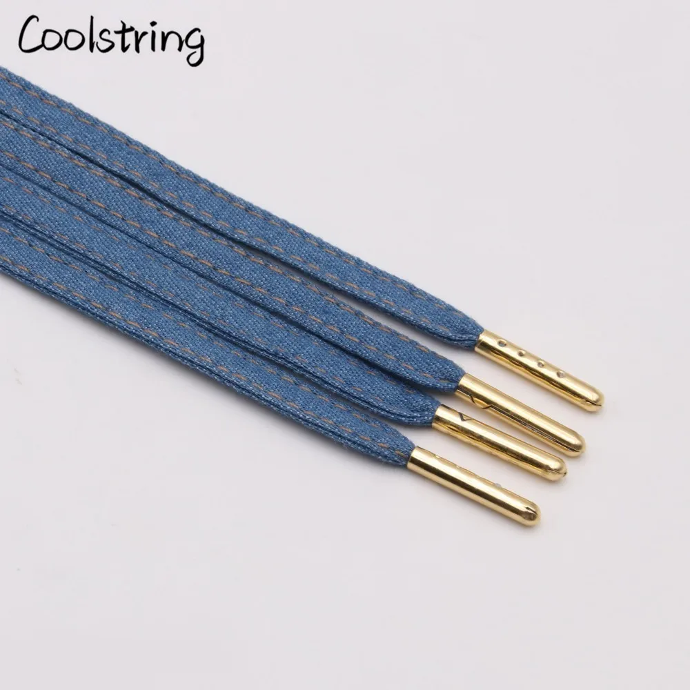 Coolstring 8 мм Премиум плоские джинсовые шнурки металлические Aglet классические шнурки подгонять ваши ноги синий черный шнурки для кроссовок