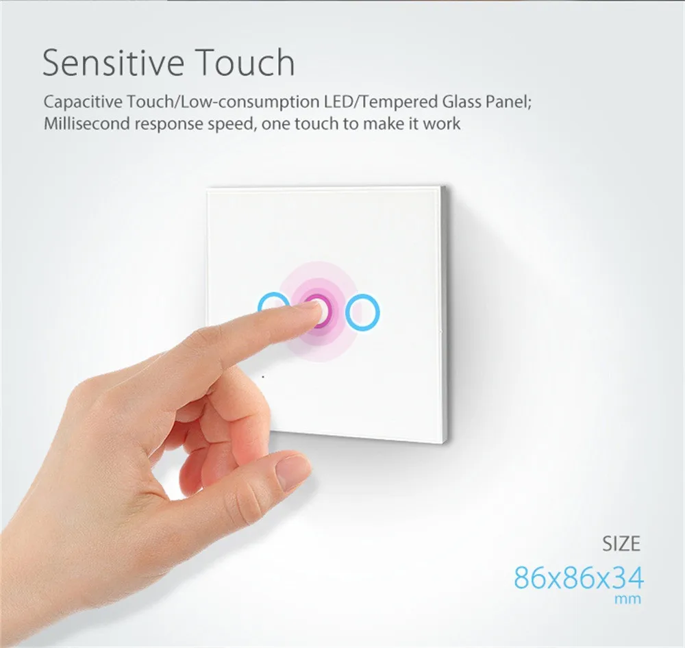 EPULA AC 85-230V 3 Gang Touch Light Smart Switch WiFi Wireless Remote Control Wall With Alexa Google for IFTTT EU | Электроника