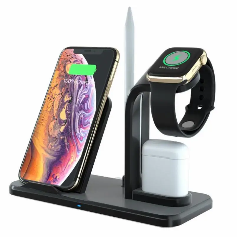 Съемное Беспроводное зарядное устройство 3 в 1 для Iphone XS MAX Apple Watch Airpods топ с