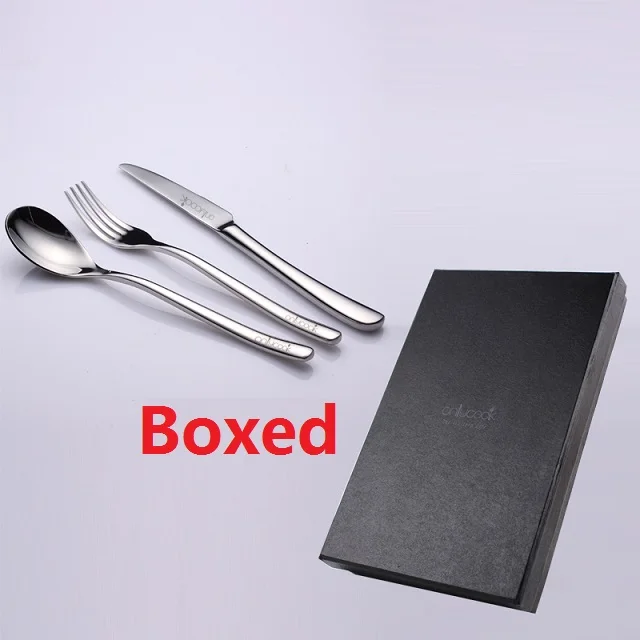 Boxed3Pcs 2-3-4 шт/набор Высококачественная посуда набор столовых приборов из нержавеющей стали нож для стейка Крестовая ложка подарок Западный прекрасный бытовой высококачественный - Цвет: Boxed3Pcs