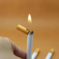 portable small personality metal thin cigarette smoke modeling lighter idea open flame gas filling gas lighter