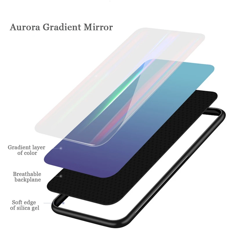 OLLIVAN градиент закалённое Защитное стекло для Meizu 16th случае мода Радуга Мягкая