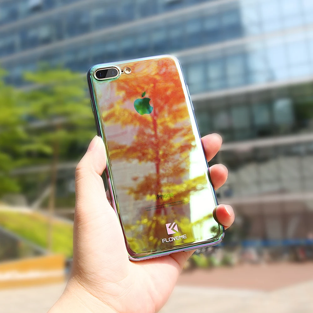 FLOVEME Smooth Mirror Phone Case For iPhone 6 6S 7 Plus Ultra Slim PC Plated Glass Cases 5 5S SE Funda Caso |
