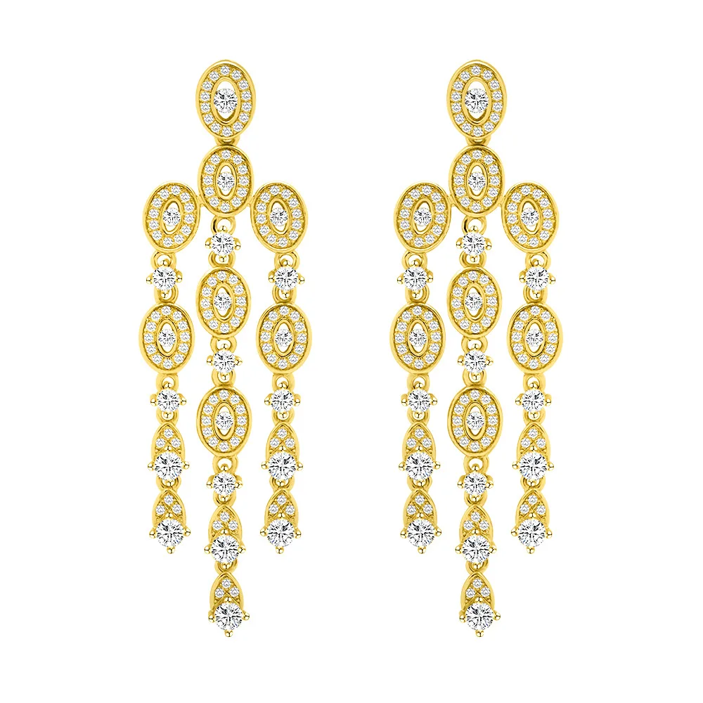 Yellow Gold Wong Rain 925 пробы Серебряные длинные висячие серьги с геометрическими бриллиантами и натуральными цирконами вечерние ювелирные изделия для женщин - Цвет камня: Yellow Gold