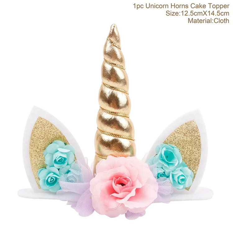 gold caketopper QIFU с днем рождения воздушные шары Единорог воздушные шары набор Единорог на день рождения балон латексные шары на день рождения воздушные шары вечерние украшения для детей - Цвет: gold caketopper
