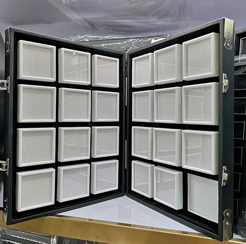 Black 6x6(24pcs) Портативный черный чехол из искусственной кожи для хранения драгоценных камней шкатулка для украшений каменный Держатель Витрина 6 размеров внутри porte bijoux - Цвет: Black 6x6(24pcs)