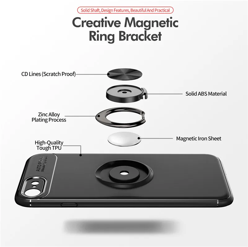 Мягкий чехол для телефона iPhone 7 с кольцом 8 6 6s Plus 5 5S силиконовый роскошный
