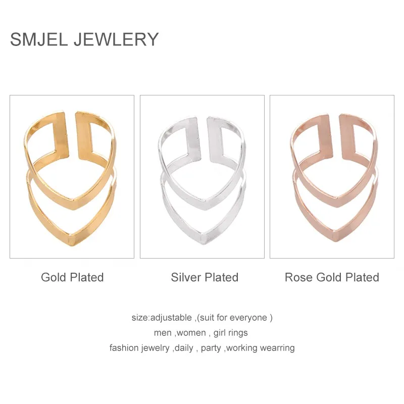 Smjel, Новая Мода Boho двойной линии V Chevron Кольца для Для женщин подарок простые геометрические Bague лакомство Кольца Femme Jewelry R248