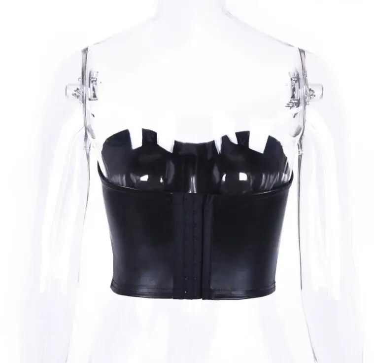 Сексуальный топ из ПУ кожи с v-образным вырезом и вырезом-лодочкой, лето, женская модная уличная одежда, вечерние короткие топы в стиле пэчворк