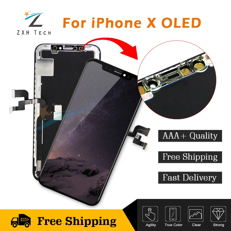 5 шт. Amoled для iPhone X Полный ЖК дисплей в сборе с рамкой Замена 8 дюйма TFT/OLED дигитайзер