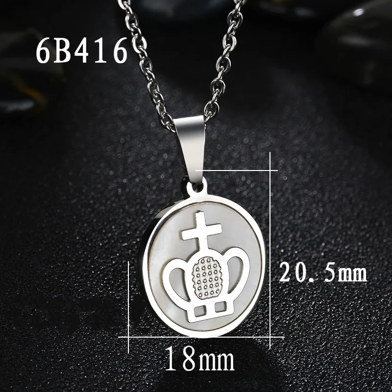 Eleple Ladies Shell Necklaces Exquisite Stainless Steel Crown Small Pendant Collarbone Necklace Jewelry dropshipping S-N237 | Украшения и
