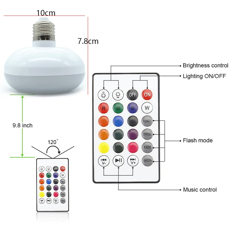 LKLTFX E27 умная Беспроводная bluetooth колонка RGB светодиодный светильник с регулируемой