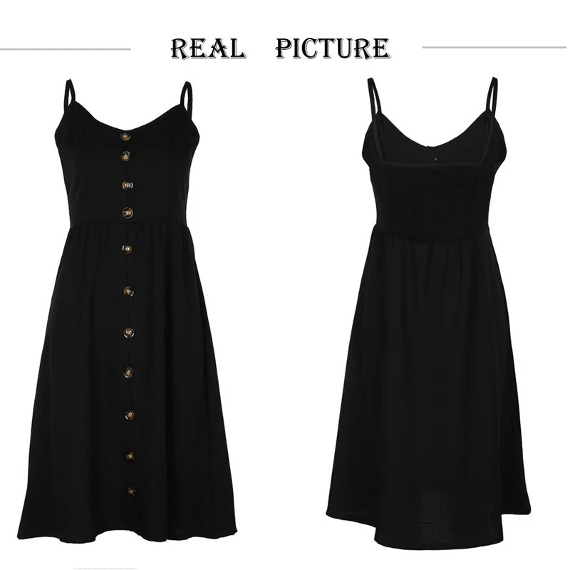 

Sexy Black And White Solid Color Buttoned Casual Dress Fashion New Style Women Dress V Neck Straight Sexy Long Dress