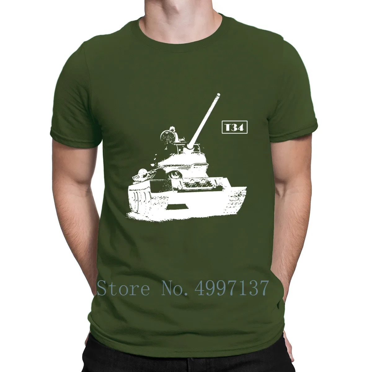 Футболка T34 советская весна-осень хлопок трендовая печать новый размер новая