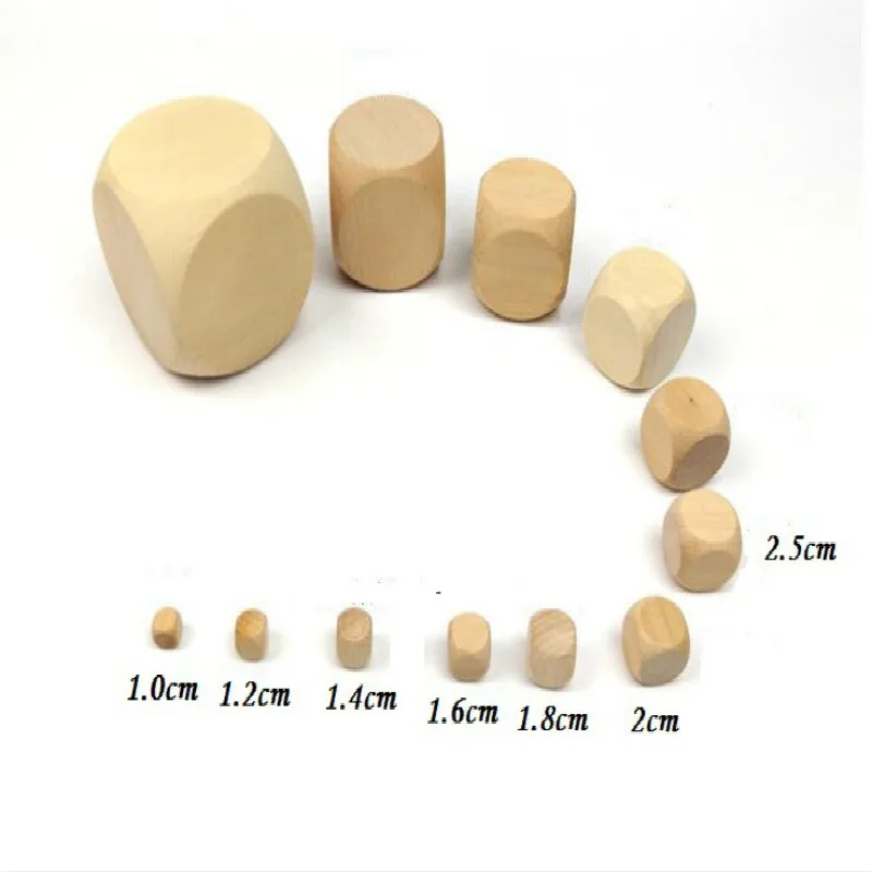 

20Pcs/set Manufacturer Direct Selling New Wooden Blank Dice White Board Dice of Various Sizes