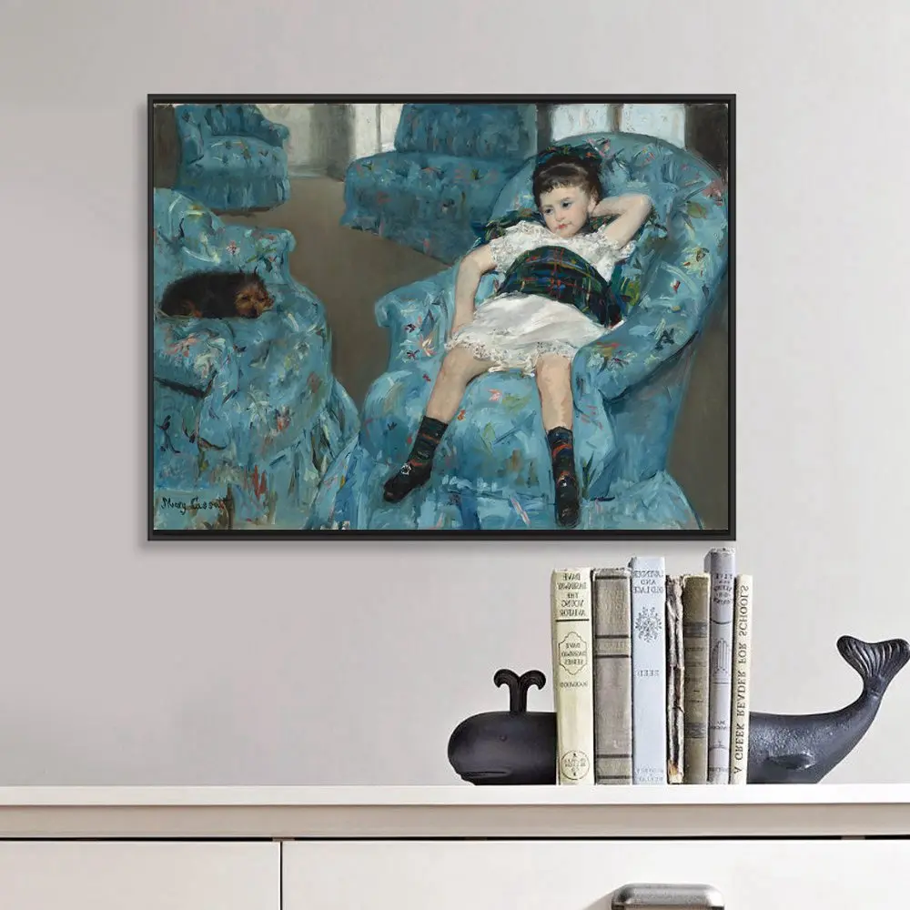 Little Girl and Dog Landscape Famous Artwork Mary Stevenson Cassatt Bedroom Wall Art Canvas Painting Poster Print Home Decor | Дом и сад
