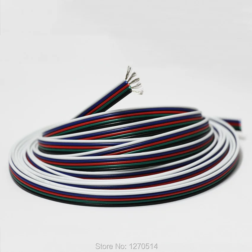 20m/lot Tinned copper cable 22AWG 5 pin RGB PVC insulated wire 22 awg Electric LED DIY Connect | Обустройство дома