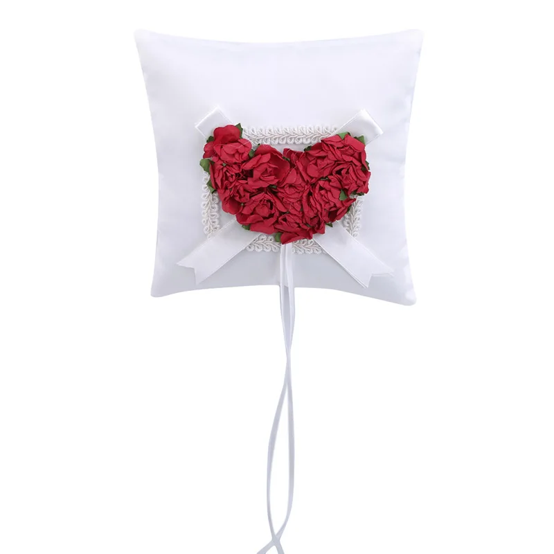 Red Romantic Rose Heart Square European Wedding Decor Cushion Party Supplies Ring Pillow Bedding Set | Дом и сад