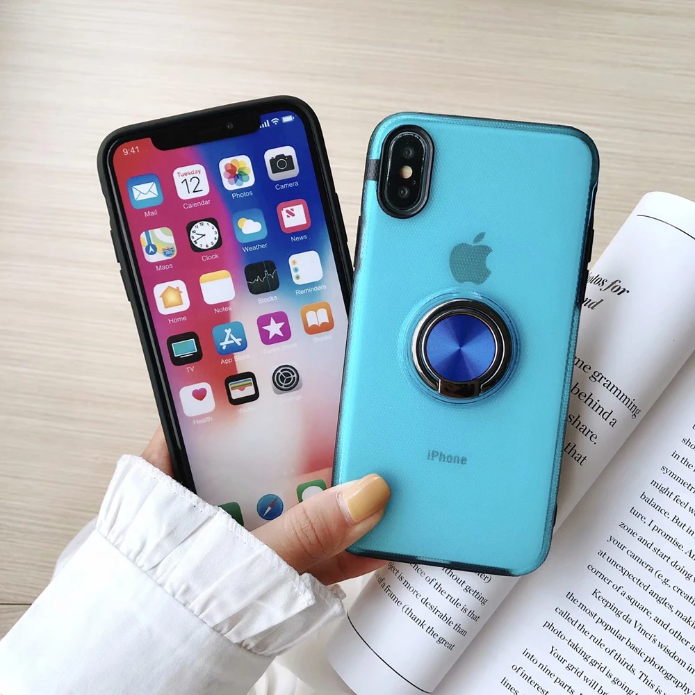 Прозрачный чехол-подставка с кольцом для iPhone 11 Pro XS Max XR чехлы телефонов магнитной