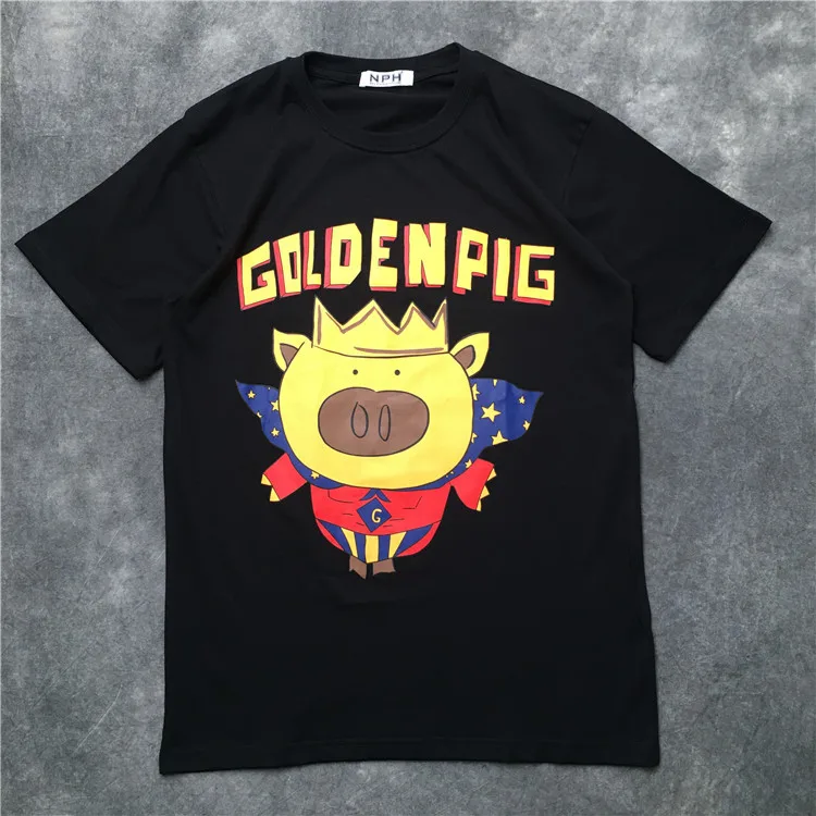 

New Novelty 2019 Men Golden Pig Crown skin spot T Shirts T-Shirt Hip Hop Skateboard Street Cotton T-Shirts Tee Top #06