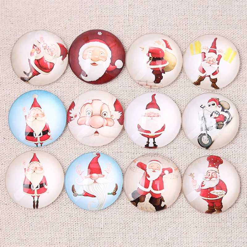 

reidgaller mix christmas santa photo round dome glass cabochons 12mm 20mm 25mm 30mm diy jewelry findings for pendants earrings