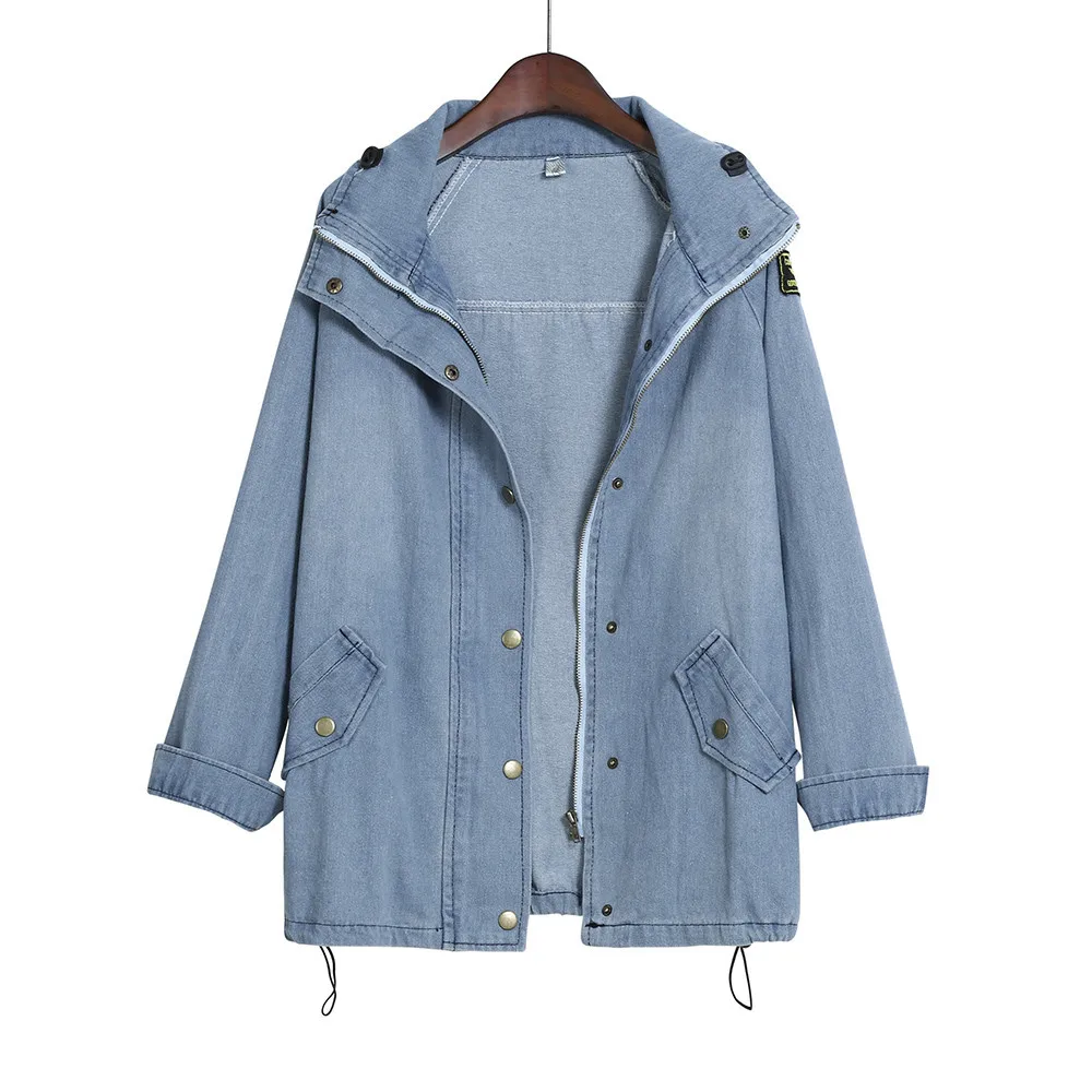 

2020 Winter Women Collar Hooded Coat Jackets Denim Keep Warm Trench Parka Outwear Chaquetas Mujer Invierno Plus Size J60