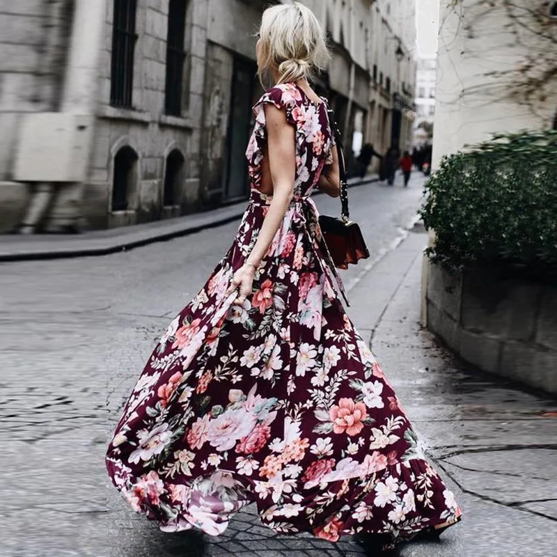 Floarl Printed Dresses Summer dress women Blockbuster Women's Fashionable Sleeveless and Long Skirts party dresses | Женская одежда