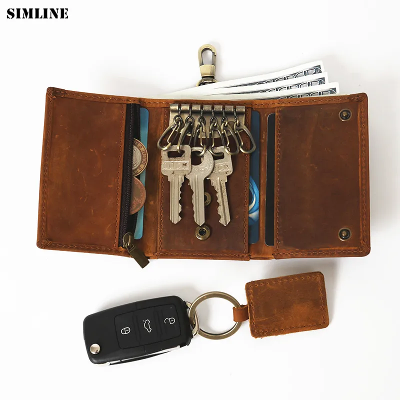 Кошелек для ключей SIMLINE из натуральной кожи держатель мужчин маленькие бумажники