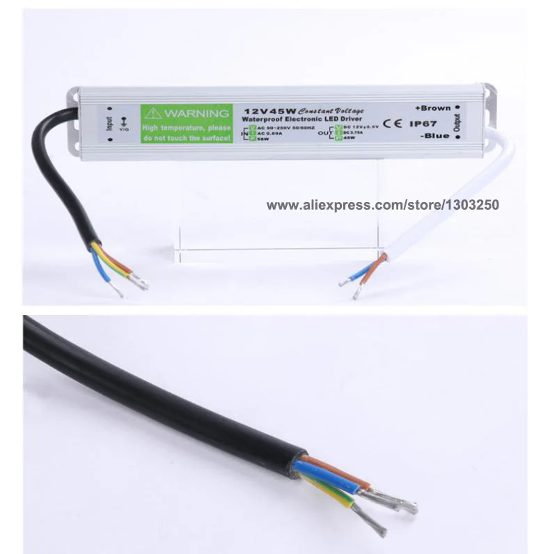 DC 12V 45W Водонепроницаемый Светодиодный драйвер Трансформатор источник питания