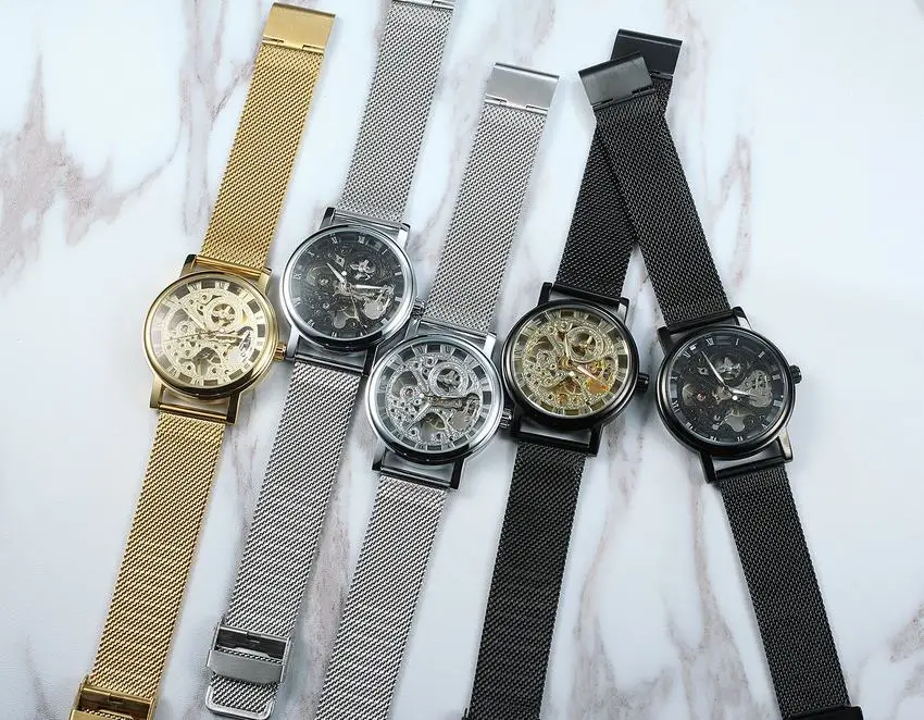 Winner Mesh стальные механические часы мужские повседневные модные люксовый бренд