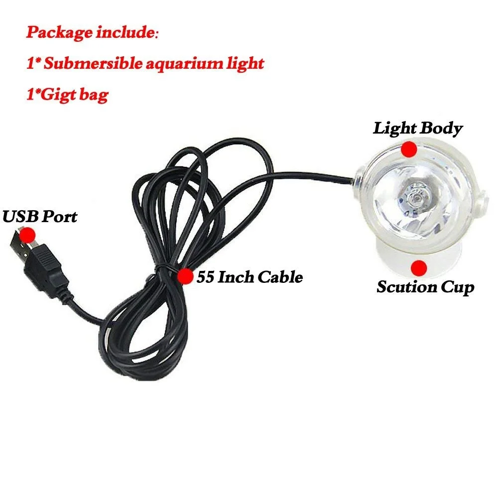 Аквариумный Светодиодный прожектор с европейской вилкой 1 Вт подводная