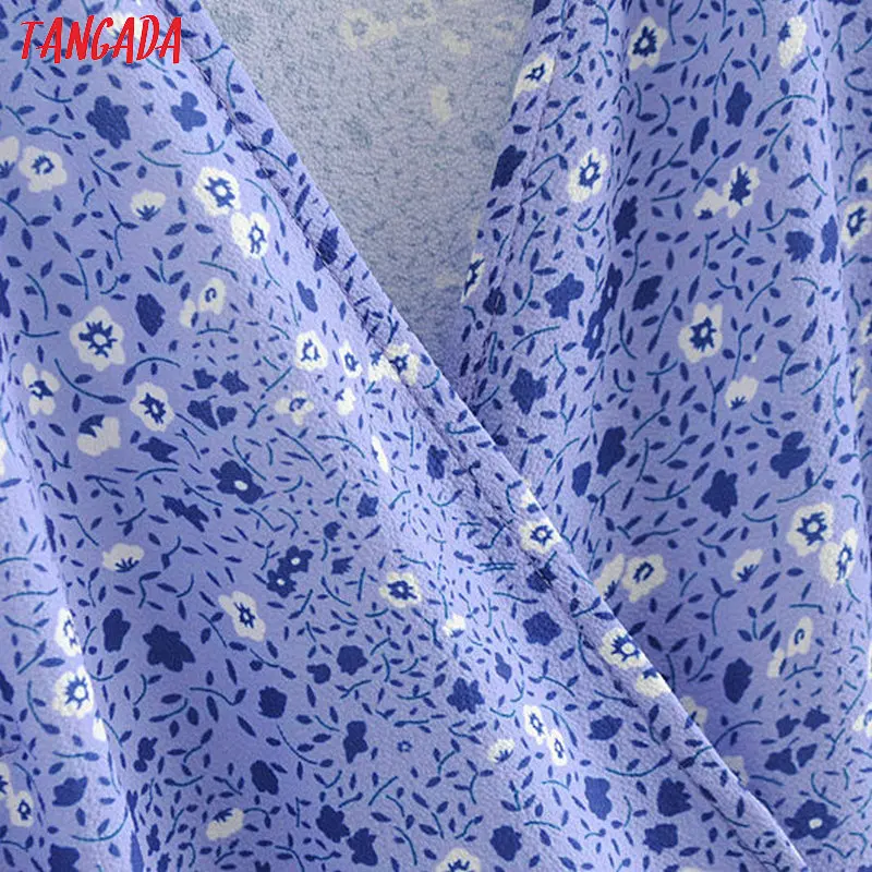 Tangada фиолетовое платье сиреневое платье платье длина миди платье с коротким рукавом платье на запах платье с поясом платье с цветами цветочный принт AH31