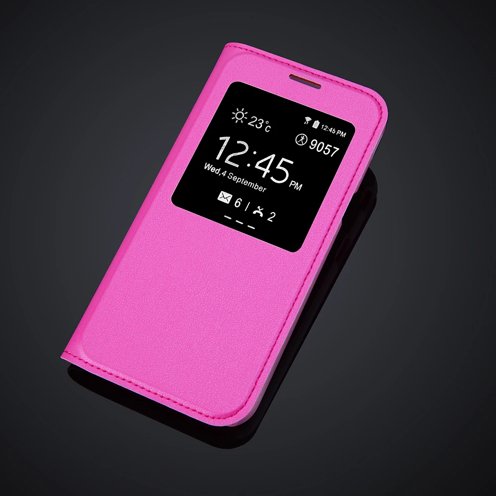 Роскошный тонкий флип кейс из искусственной кожи с окошком для просмотра чехол