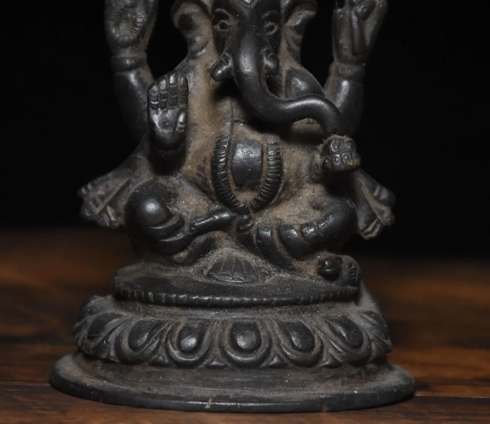 Рождество 4 &quotСтарый тибетский буддизм бронзовый Ганапати Ганеш Властелин слон