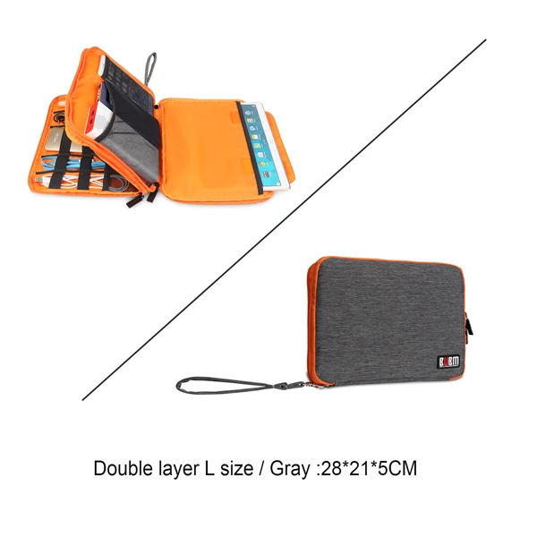 Double L-Gray BUBM USB Кабельный органайзер для путешествий Чехол для переноски цифровых гаджетов аксессуары для электроники держатель система комплект чехол для наушников сумка - Цвет: Double L-Gray