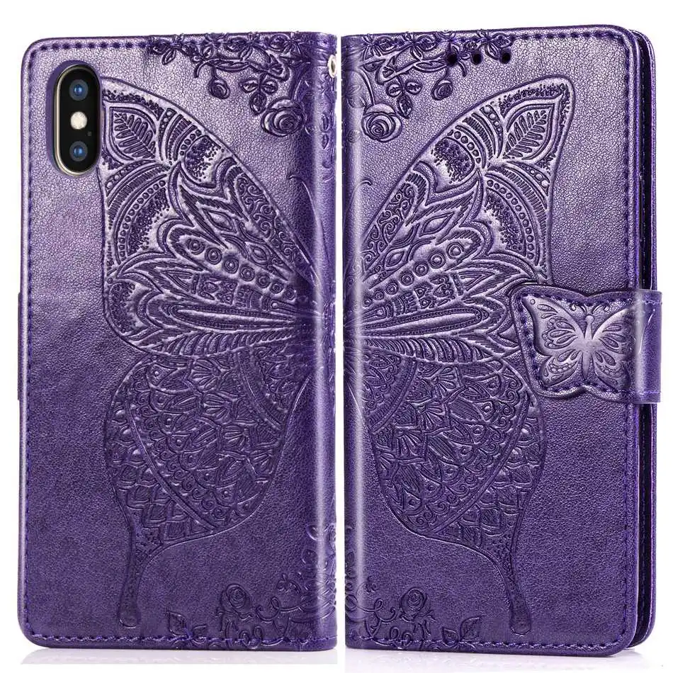 Purple Кожаный чехол-книжка для iPhone 11 Pro XS MAX XR X 8 7 6 6S Plus чехол-накладка чехол для телефона s для iPhone 8 Plus 11 Pro Max - Цвет: Purple