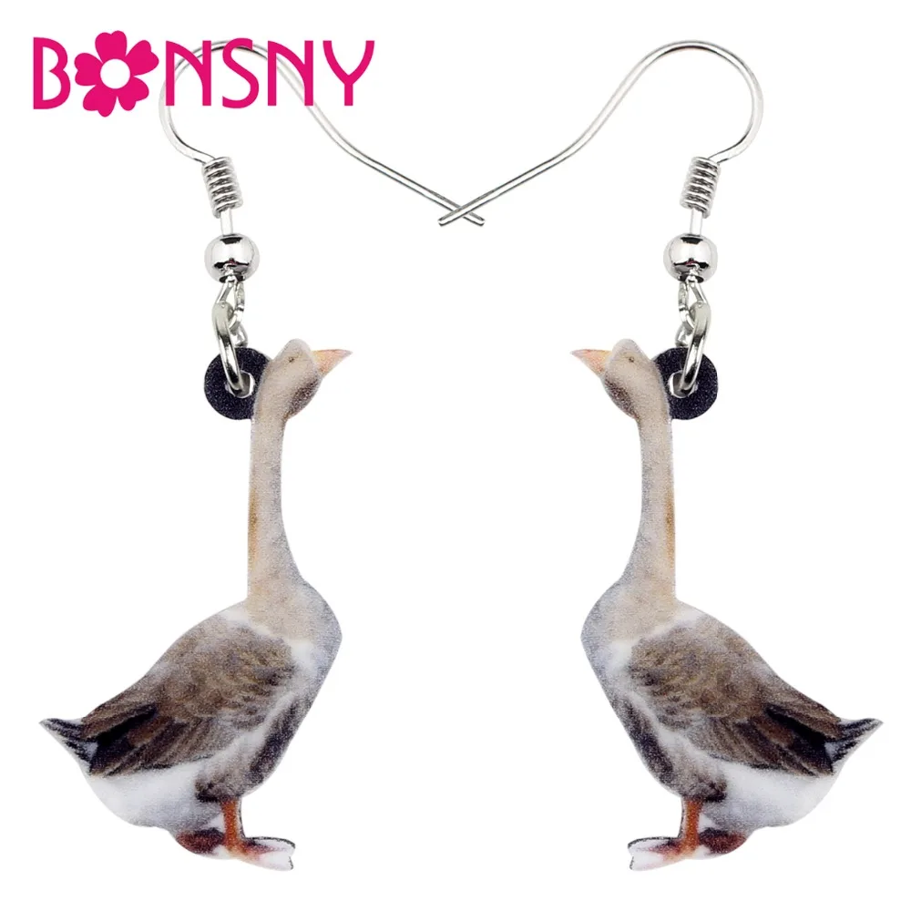 

Bonsny Acrylic Cute Cartoon Wild Goose Earrings Big Dangle Drop Farm Animal Jewelry For Women Girls Ladies Teens Kids Gifts Bulk